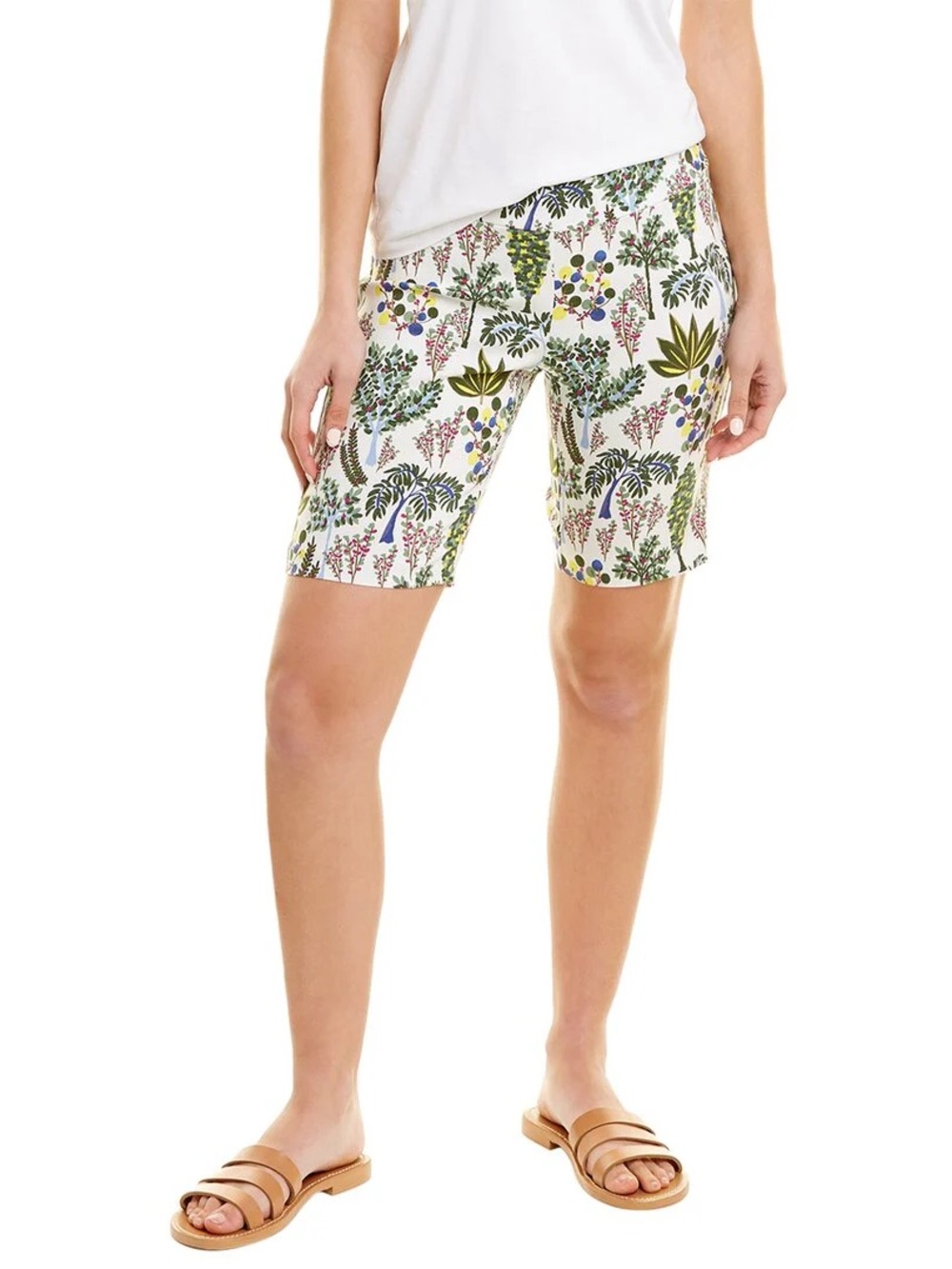 Floral Print Women's Bermuda Shorts in Ivory